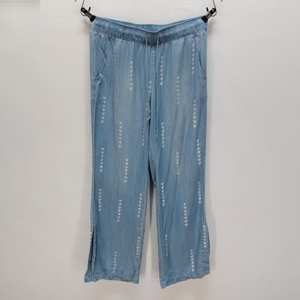 Cloth & Stone Wide Leg Pants Women's Medium Blue Tencel Boho Coastal Lightweight